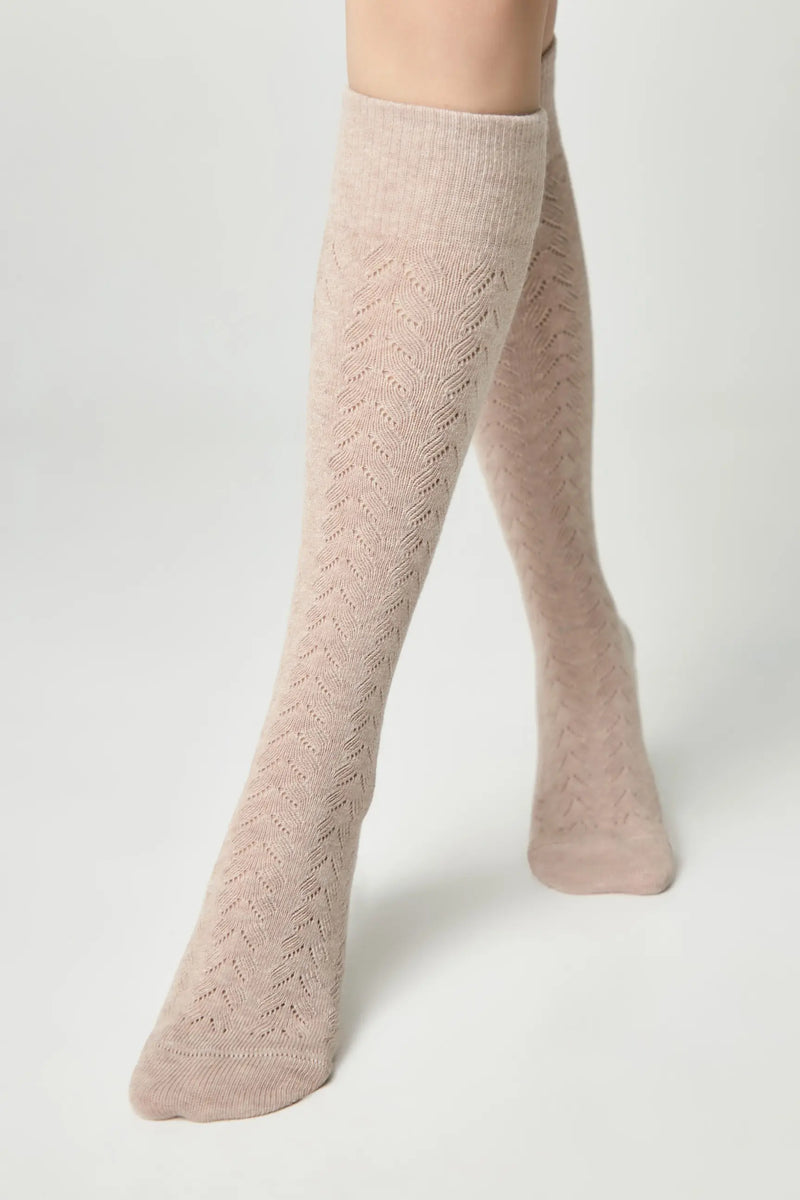 Cotton Knee Highs Conte Classic 010 - Cotton Blend and Knitted Pattern