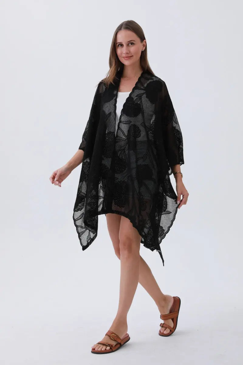 Luxury Embroidered Kimono – Elegant Solid Cover-Up 🌸🧵