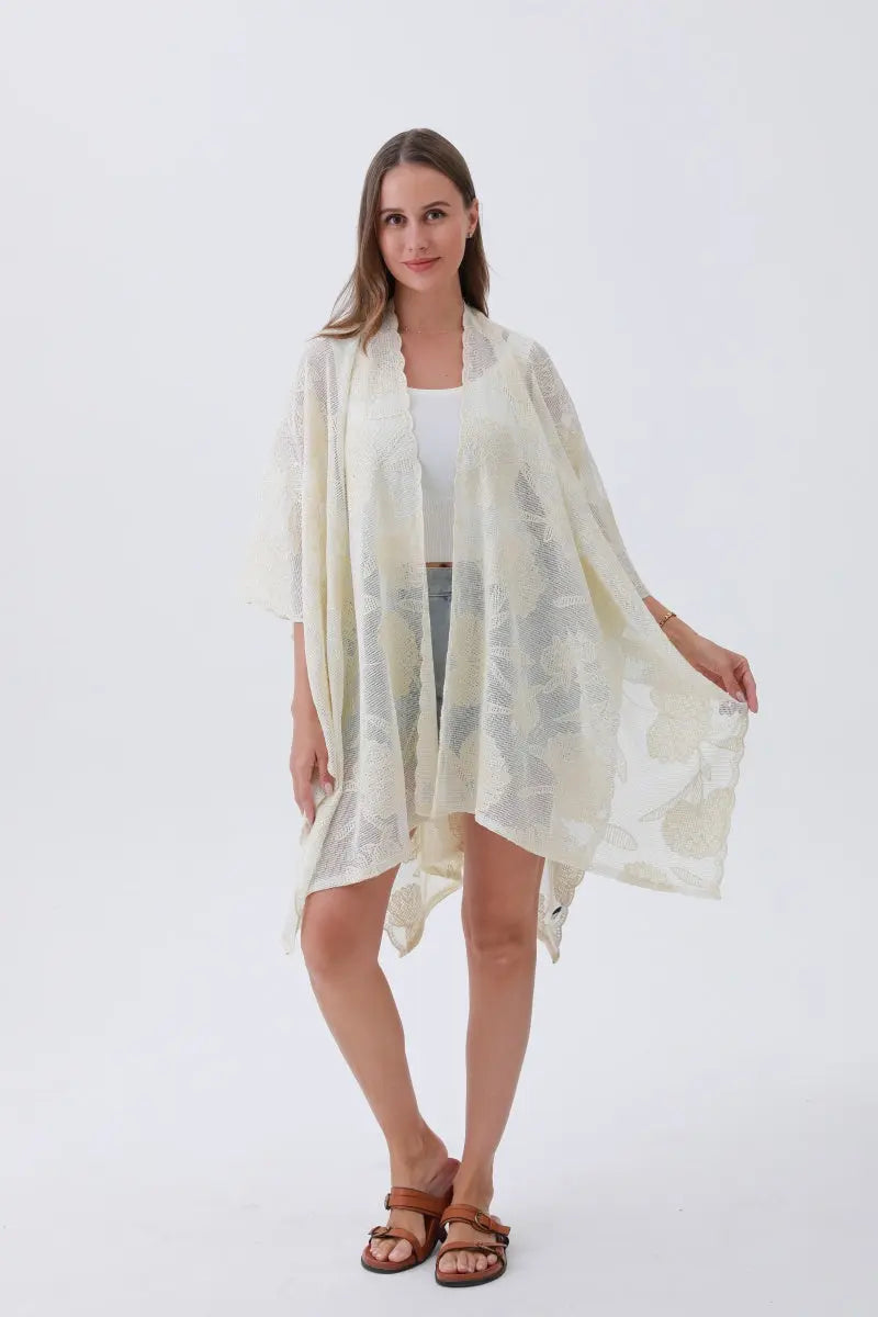 Luxury Embroidered Kimono – Elegant Solid Cover-Up 🌸🧵
