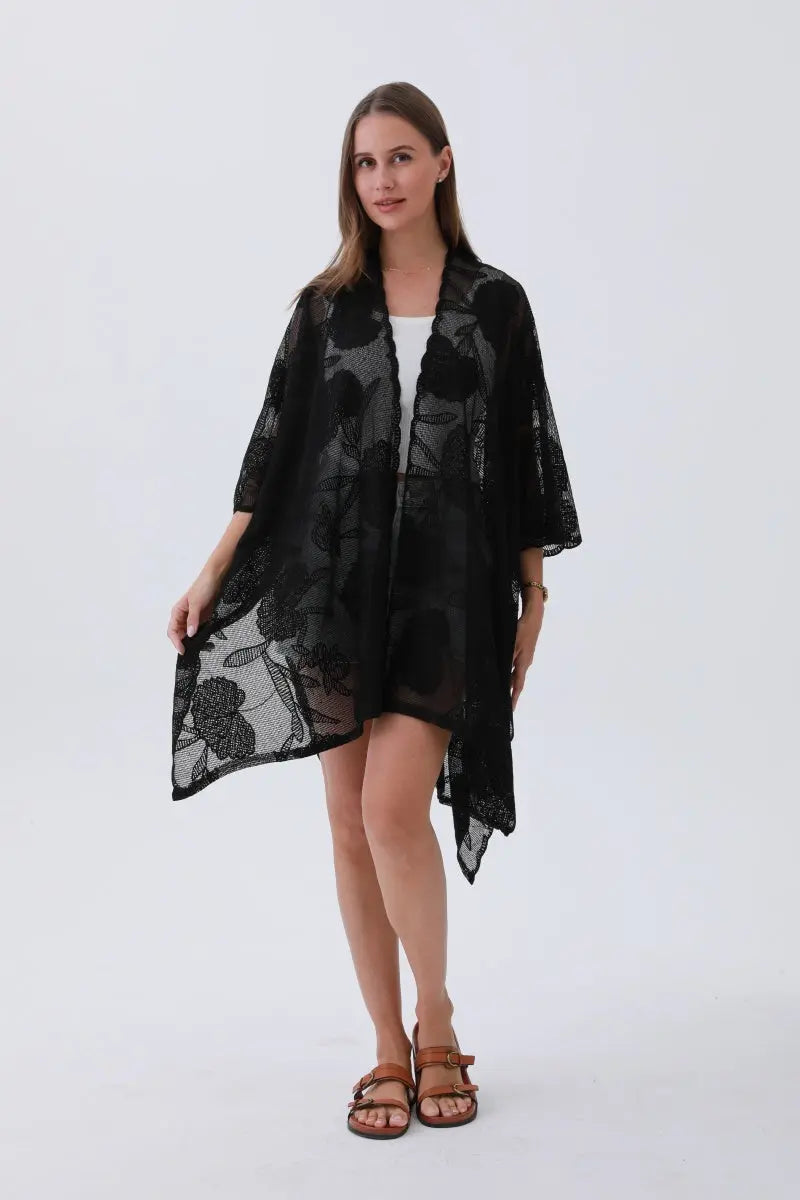 Luxury Embroidered Kimono – Elegant Solid Cover-Up 🌸🧵