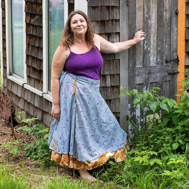 Reversible Women’s Recycled Sari Wrap Skirt